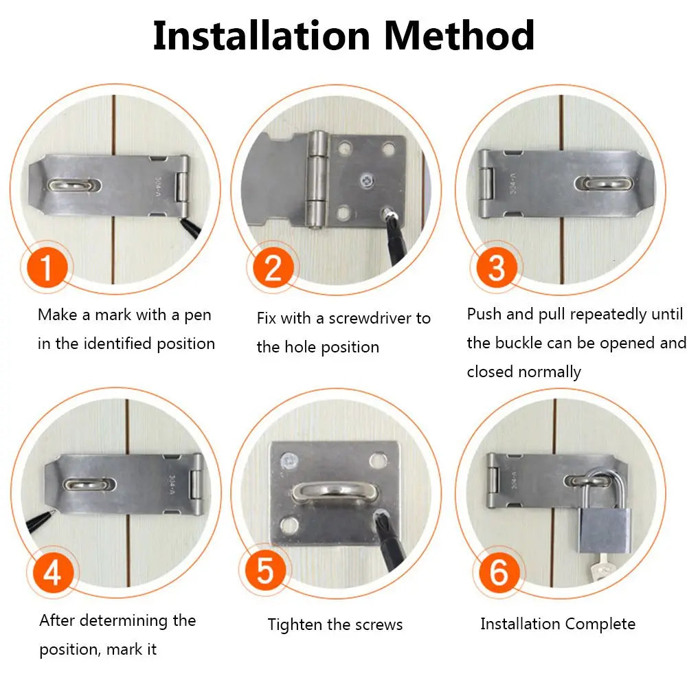 Padlock Hasp Door Clasp Lock 90 Degree Right Angle Shed Gate Latch Household Burglar-proof Bolt Door Buckle with Mounting Screw Oasis Select
