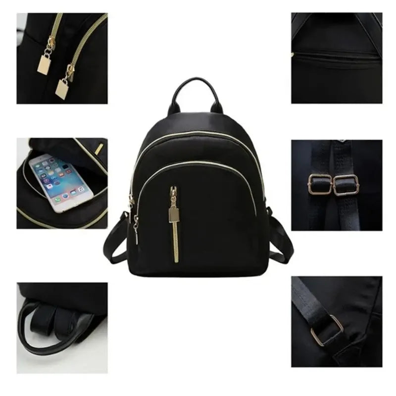 Women's Multi-Function Fashion Girl Oxford Daypack Travel Cute Mini Backpack Men Shoulder Bag Black Purse Hot Oasis Select