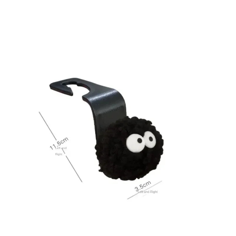 Cute Little Coal Ball Car Seat Back Hook Storage Car Headrest Organizer Food Bag Handbag Car Decoration Clothes Hanger Oasis Select 1PC