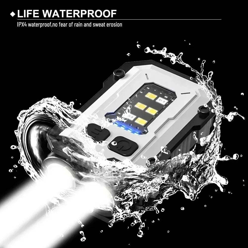 Portable LED Flashlight Super Bright Mini Rechargeable LED Tail Magnet Torch with COB Side Emergency Light for Camping Hiking Oasis Select