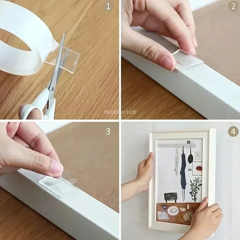 Nano Tape Super Strong Double-Sided Adhesive Tape Transparent Reusable Waterproof Tapes Heat Resistance Bathroom Home Decoration Oasis Select