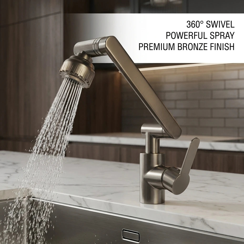 Multifunction Bathroom Kitchen Sink Faucet Swivel Cold Hot Water Tap with 2 Modes Basin Water Tap Oasis Select