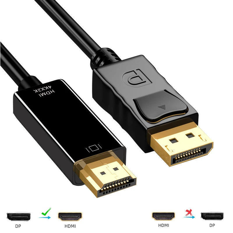 1.8M DisplayPort to HDMI-Compatible Cable 4K DP to HDMI Adapter Display Port Video Audio Converter for PC HDTV Projector Monitor Oasis Select