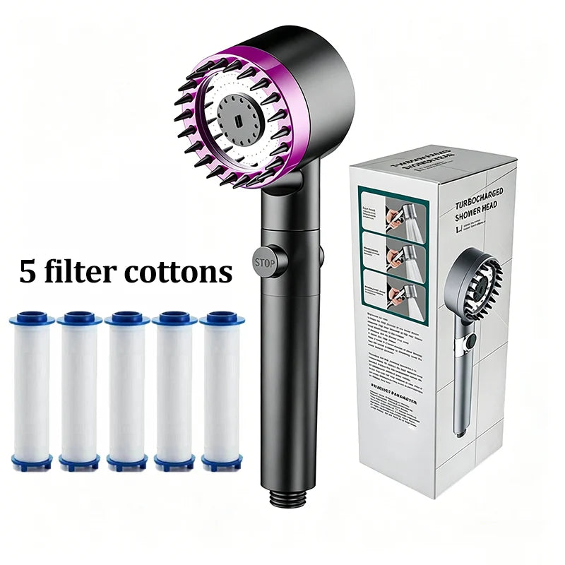 3-Mode High Pressure Filter Shower Head | One-Click Stop