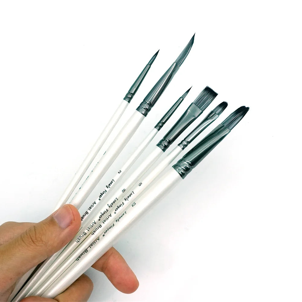 Paint Brushes Set,6Pcs Different Tip Paintbrushes Nylon Hair Artist Acrylic Paint Brushes for Acrylic Oil Watercolor, Face Nail Oasis Select