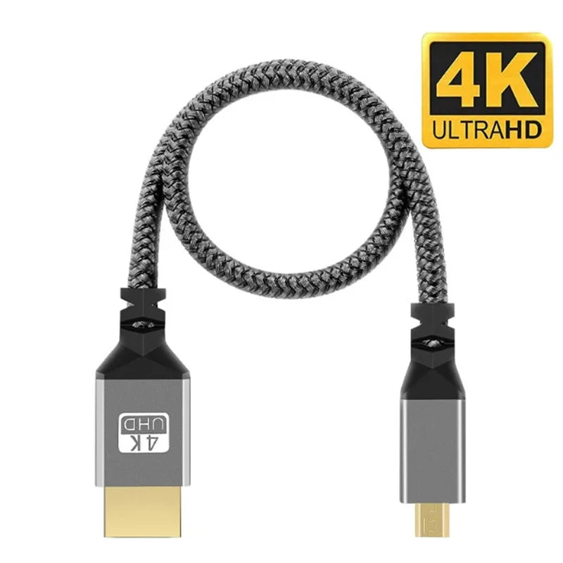 5m 3m 4k Micro HDMI Nylon Braid Cable HD 4K@60HZ V2.0 Compatible Micro MicroHDMI TO HDMI Extension Cable For Camera Projection Oasis Select