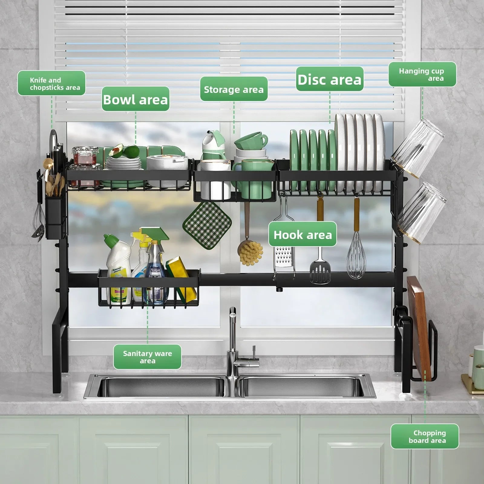Telescopic Kitchen Sink Shelf Dish Drain Rack Countertop Multifunctional Sink Wash Dish Storage Rack Oasis Select