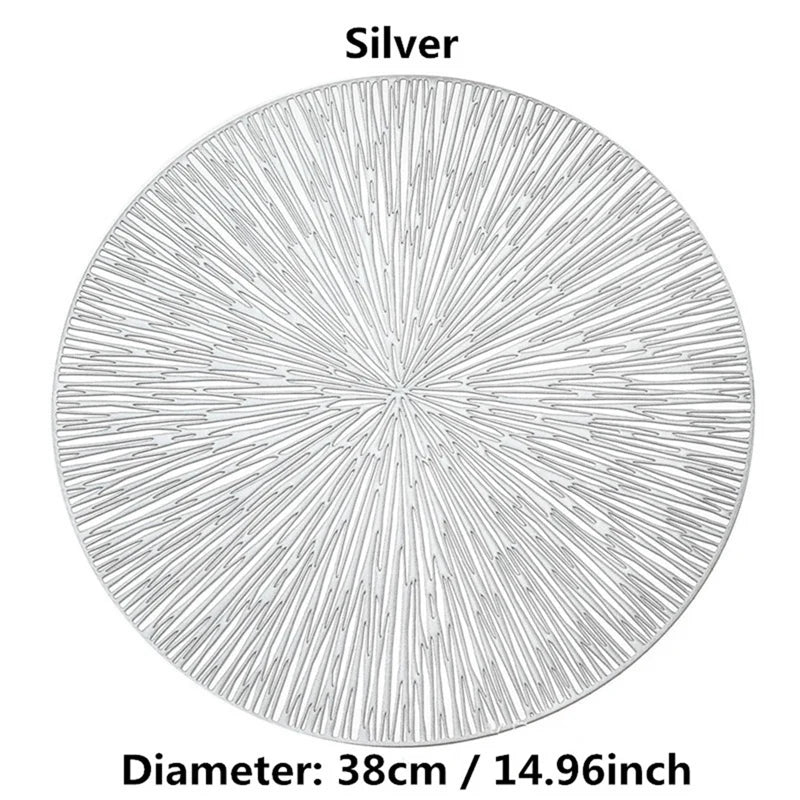 Round Placemats Restaurant Hollow PVC Decoration Meal Mat Anti-Hot Dining Table Line Mat Steak Plate Pad Oasis Select