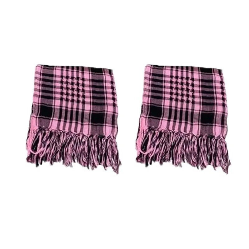 1/2pcs Men Women Scarf Plaid Tartan Lightweight Cotton Keffiyeh Scarf For Winter Square Shawl Scarf Tactical Neck Warmer Cover Oasis Select 2pcs Pink