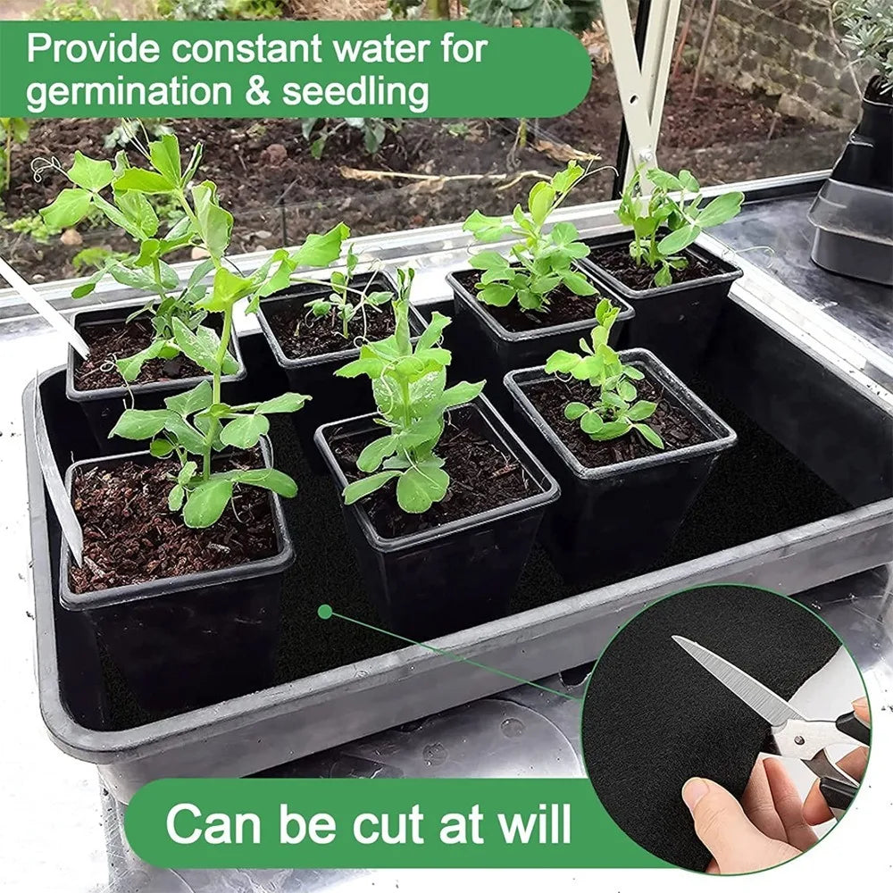 Breathable Watering Capillary Mat Reusable Eco-Friendly Basket Liner Mat with 10 Plant Tags Black Automatic Plant Watering Mat Oasis Select