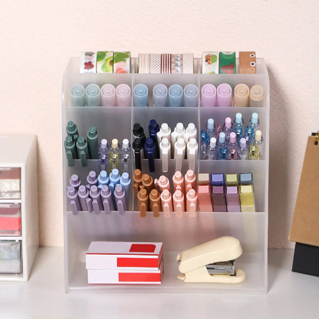 Multi Functional Desktop Pen Holder, Transparent Large Capacity Pen Holder, Stationery Organizer, Office Desk Pen Storage Rack Oasis Select
