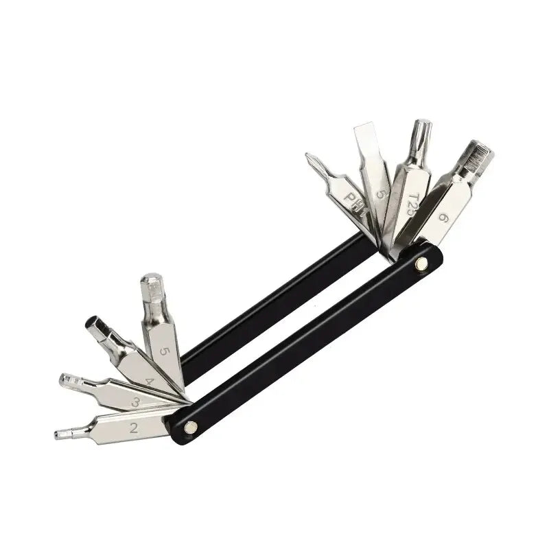 RIDERACE 8 in 1 Function Bike Tool Portable CR-V Steel Hex Spoke Wrench Motorcycle Cycle Screwdriver Multi Bicycle Repair Tool Oasis Select black