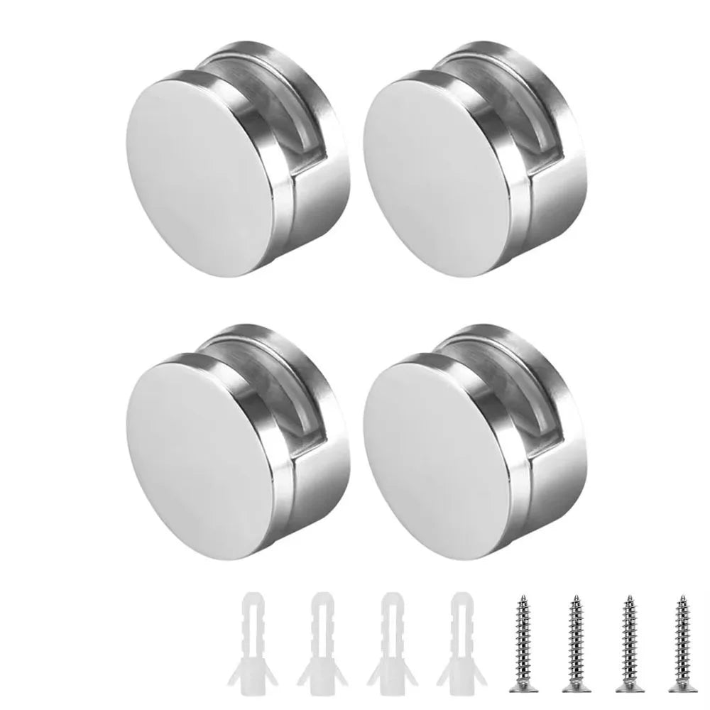 4Pcs Mirror Clip Kitchen Cabinet Hardware Glass Clips Space-saving Brackets Zinc Alloy Holder Holders for Wall Oasis Select With screw