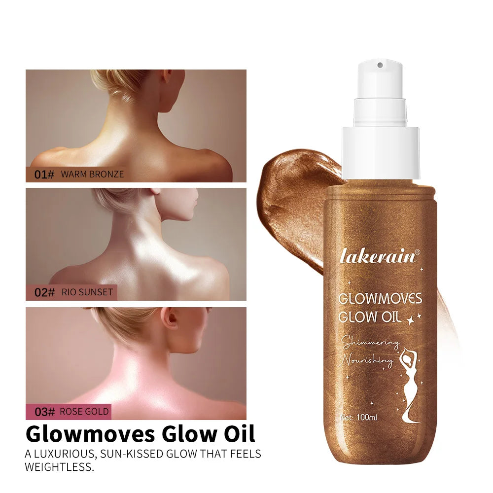 Glowmotions Glow Body Oil 100ml Hydrating Softening Brazilian Shimmer Bronze Non-Greasy Non-Sticky Formula for Beachside Party Oasis Select