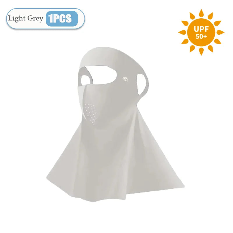1-10PCS 3D Ice Silk Sun Face Mask Women UV Protection Cooling Breathable Dustproof Balaclava for Outdoor Sports Cycling Oasis Select Light Grey-1PC