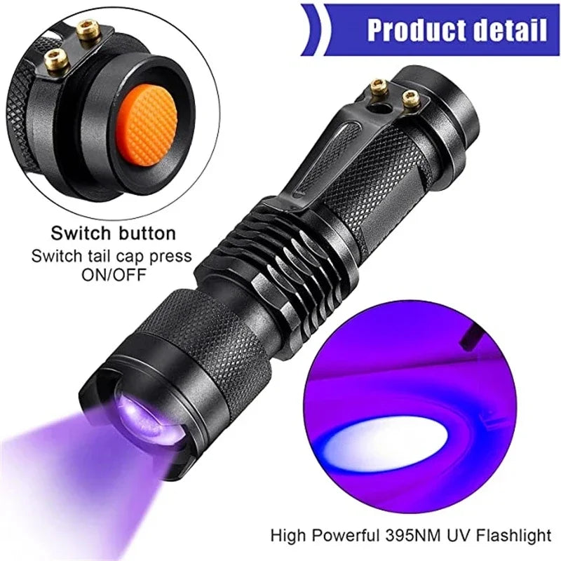 ESMARTER UV Blacklight Flashlight 365/395nm – Zoomable Torch