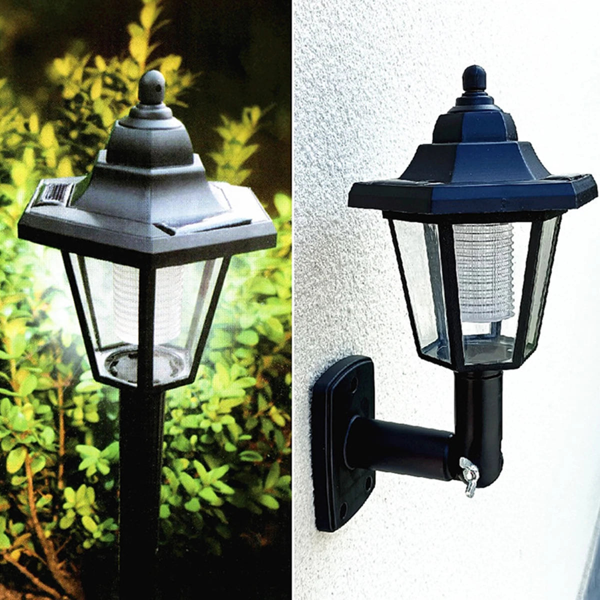 Retro Solar Hexagonal Wall Lantern – IP44 Waterproof Garden Light