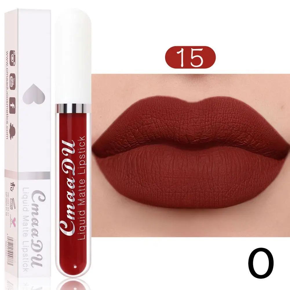 18-Color Waterproof Matte Liquid Lipstick – Long-Lasting Lip Gloss Matte Liquid Lipstick Oasis Select 15