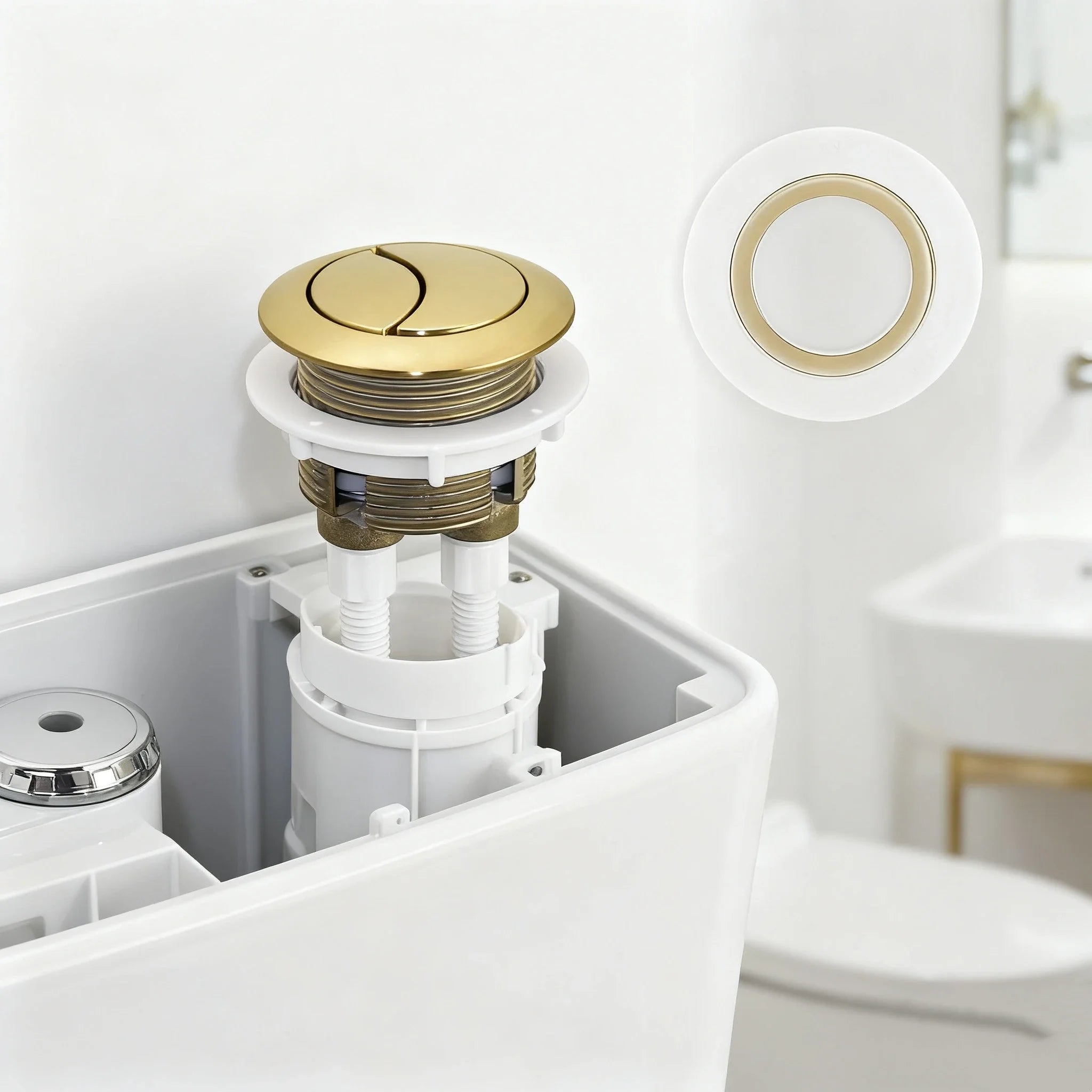 Toilet Tank Double Flush Button Suitable For 38/48/58mm Toilet Tank Cover For Long-lasting Construction Bathroom Accessories Oasis Select