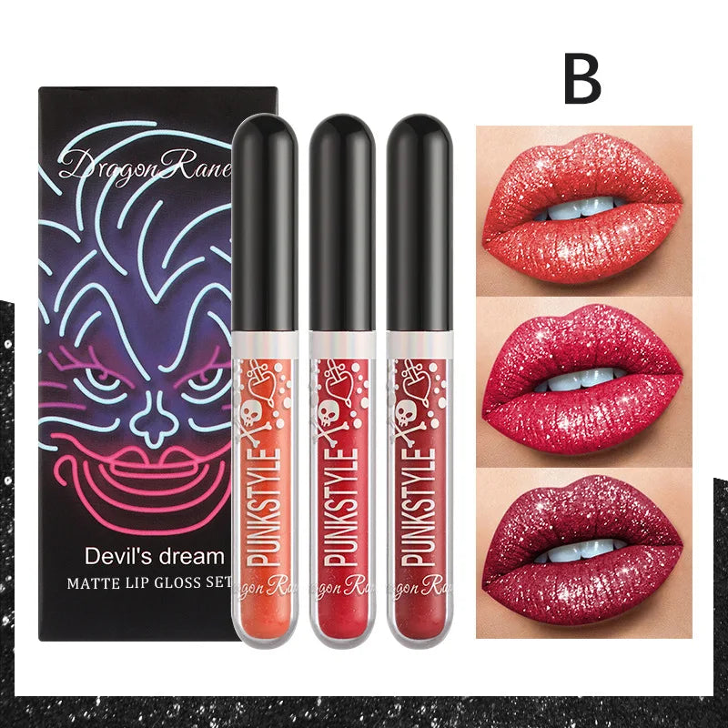 Dragon Ranee Halloween Lip Gloss Set – Sparkling Purple & Black Trio