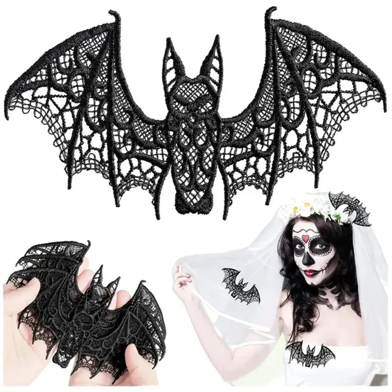 2pc Lace Halloween Bat Ghost Festival Decoration Black Halloween Decoration Accessory for Diy Clothing Oasis Select