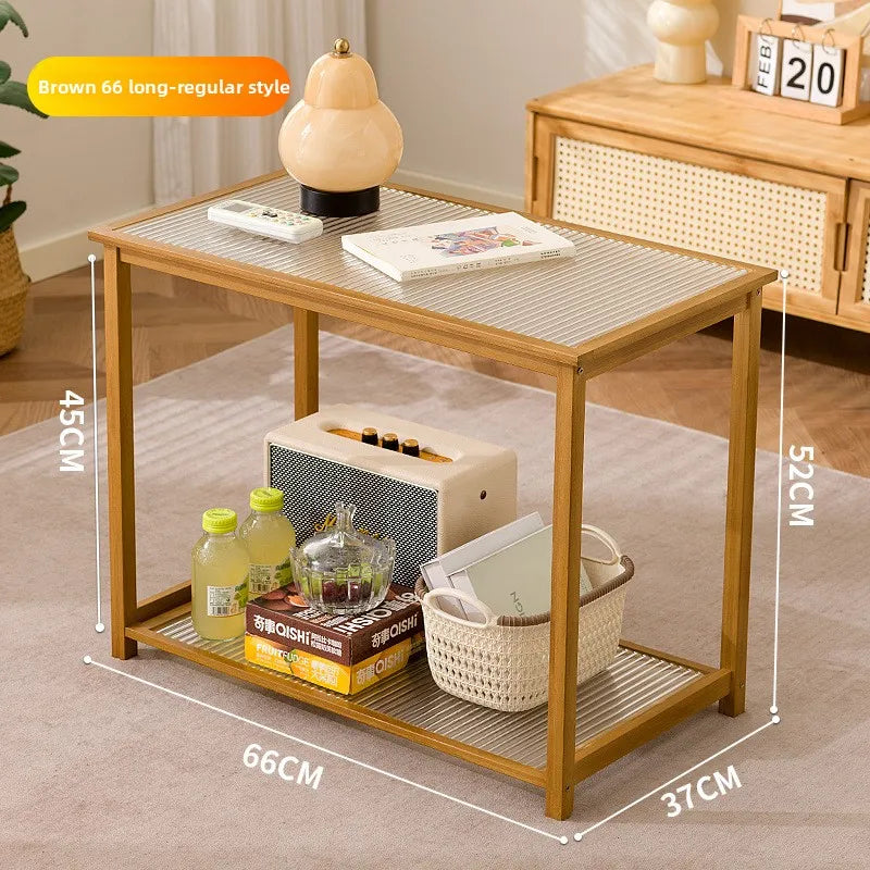Living room mobile small coffee table cart sofa side cabinet side cabinet bedroom bedside shelf small side table Oasis Select Brown 66 long