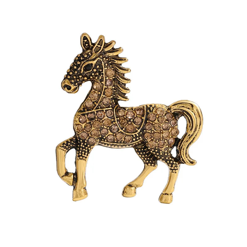 Fashion Rhinestone Horse Brooch for Women Men Zodiac Animal Brooches Lapel Pins Party New Year Jewelry Clothes Accessories Oasis Select Style 6
