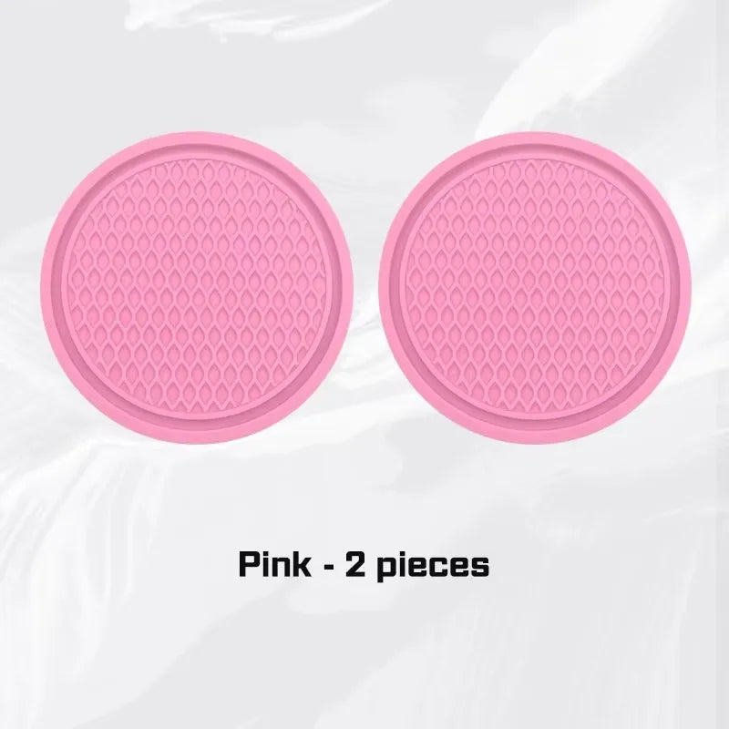 2/4pcs Car Coaster Water Cup Mat Accessories For Dodge Ram Charger Journey Durango Jeep Grand Cherokee Anti-Slip Drink Pad Oasis Select 2pcs pink