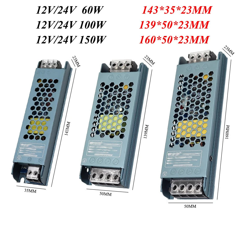 Power Supply 12V 24V Transformer AC 220V TO DC 24V 12V 60W 100W 150W 200W 300W 400W Ultra Thin Power Supply For LED Strips Lamp Oasis Select