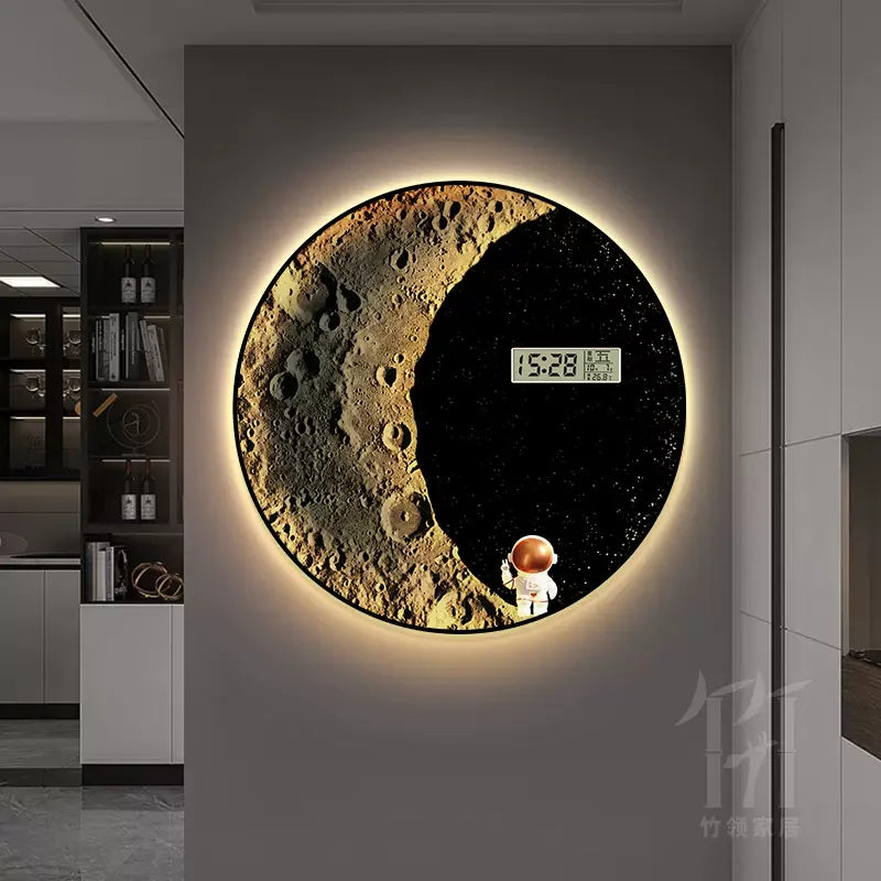 New porch decorative painting bedroom led light painting perpetual calendar electronic decorative painting wall clock Oasis Select zZ1390 Diameter 60cm