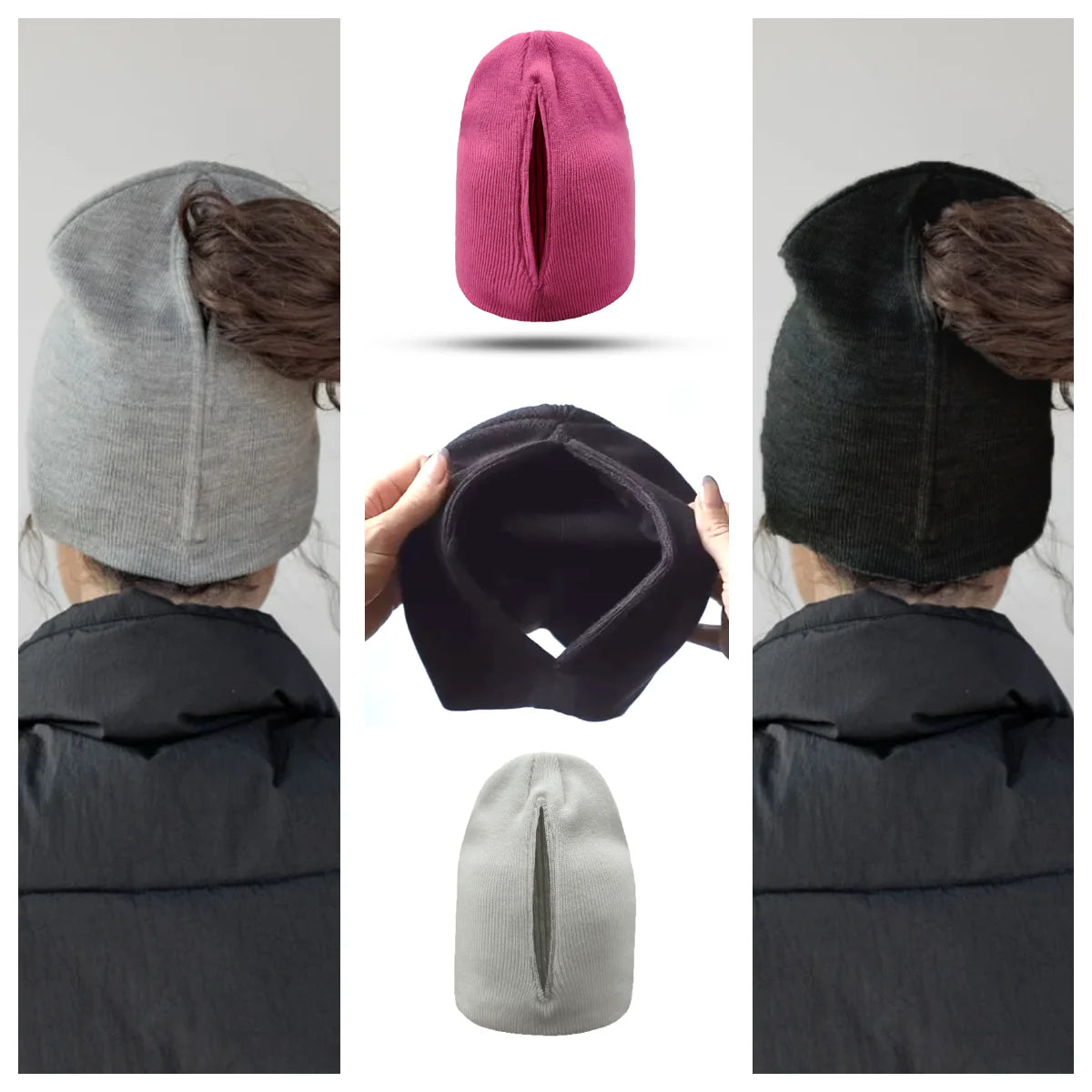 Magnetic cap with open ponytail knitted cap, sports yarn cap, pullover cap, women's cap, automatic magnetic cap, lightweight Oasis Select