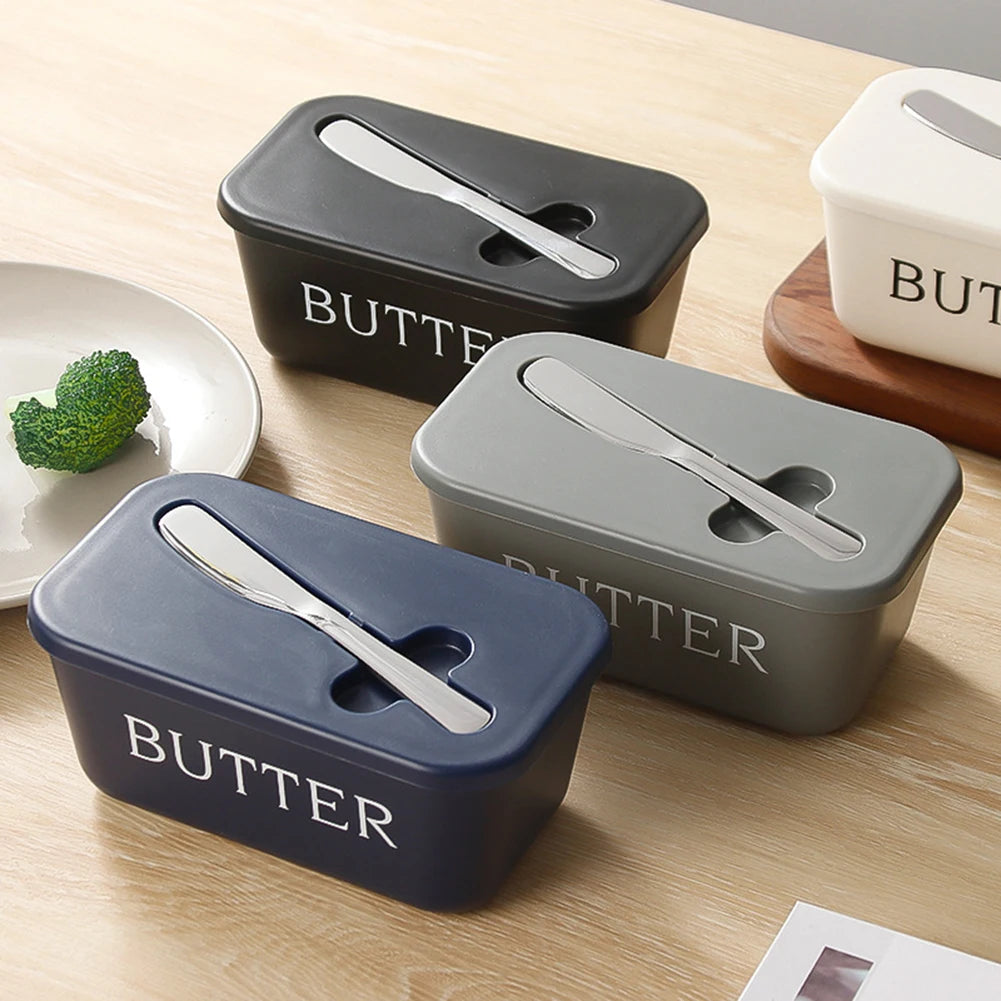 Butter Dish with Lid & Cutter – Airtight Fridge Storage Box