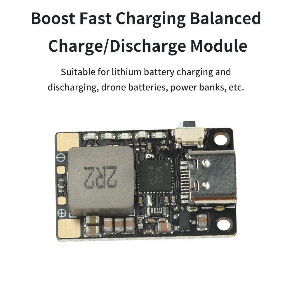 3.7V Lithium Battery Charge Discharge Module 18W Fast Charging with LED Display Type C Interface for Drone Power Bank Protection Oasis Select