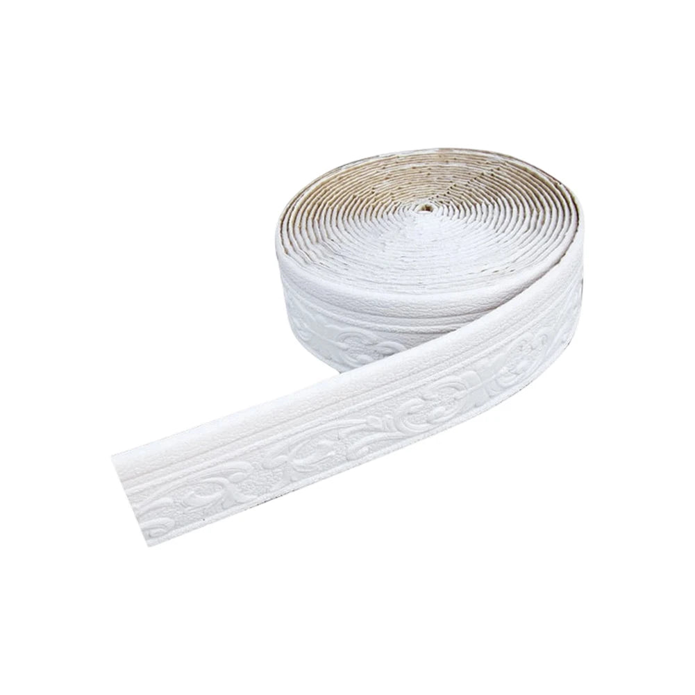 10m 3D Self-Adhesive Wall Trim Skirting Border | Waterproof Wall Border Trim Oasis Select White