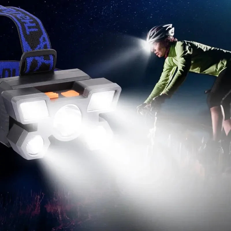 5LED Bright Headlamp Rechargeable Waterproof Adjustable 4Modes Lightweight for Outdoor Camping Running Hiking Oasis Select XY501 blue