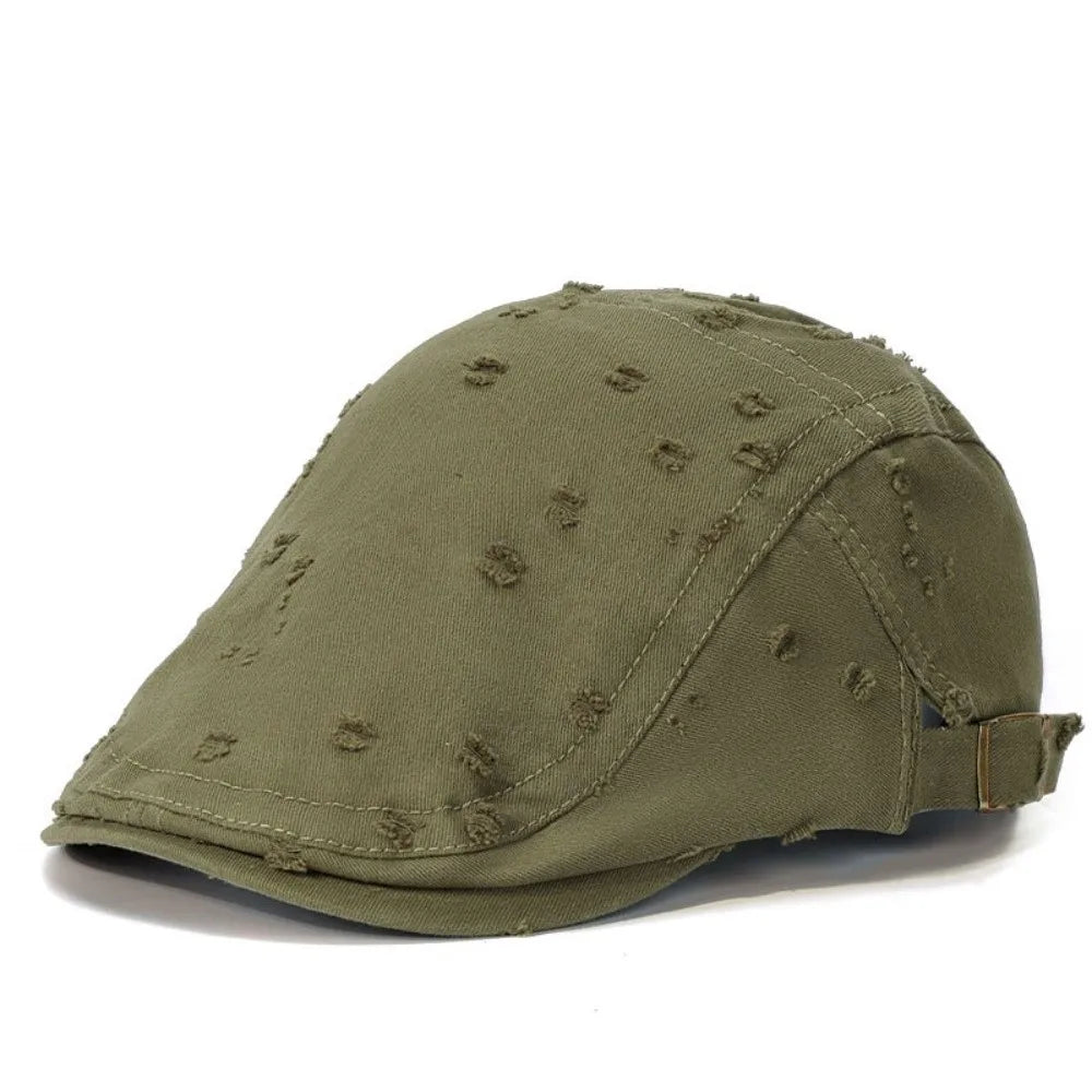 Fashion Hole Sketching Beret Hat Cotton Adjustable Painter Hat Soft Newsboy Hat Hip Hop Oasis Select Dark Green