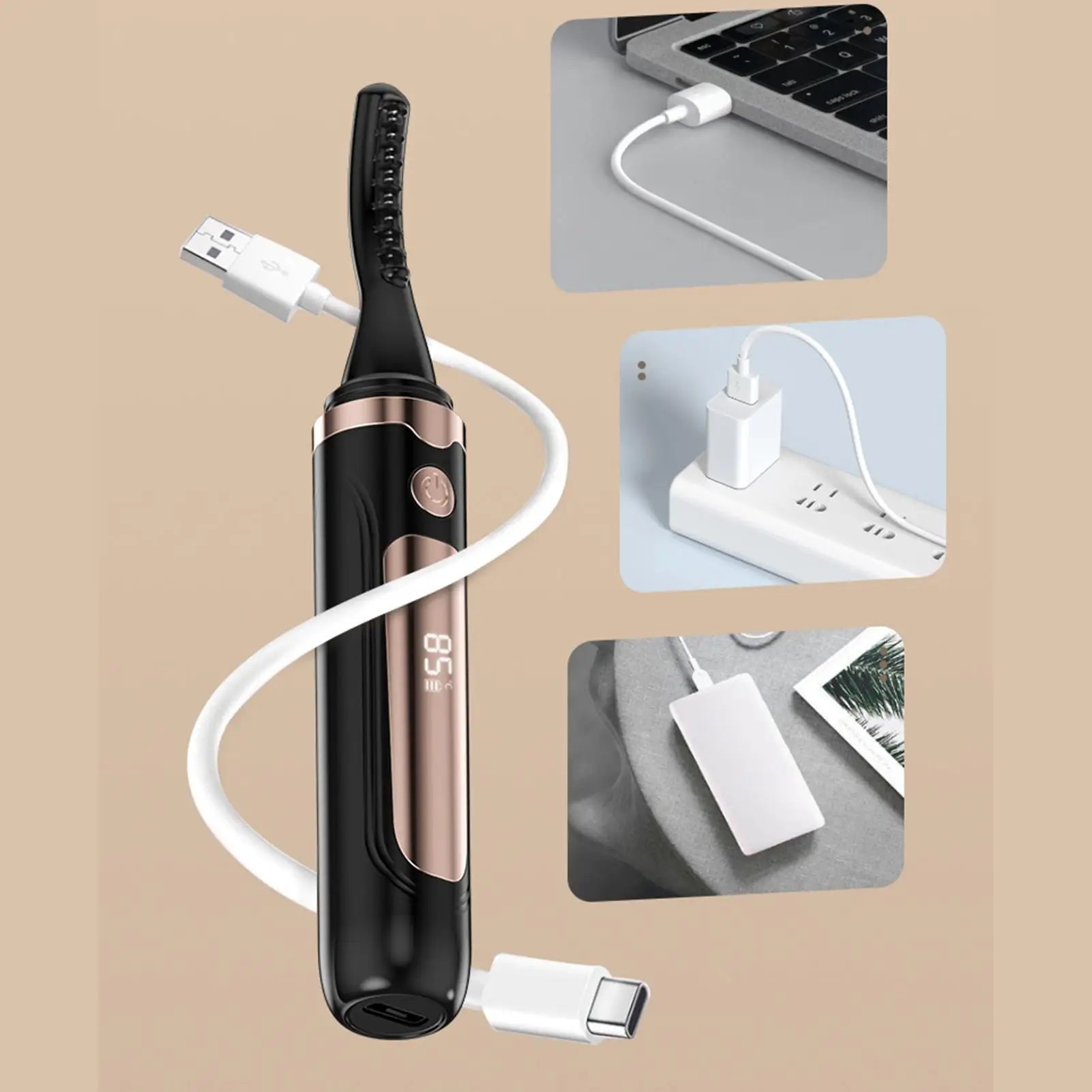 Heated Eyelash Curler – LED Display & 4 Heat Levels | USB Heated Eyelash Curler Oasis Select