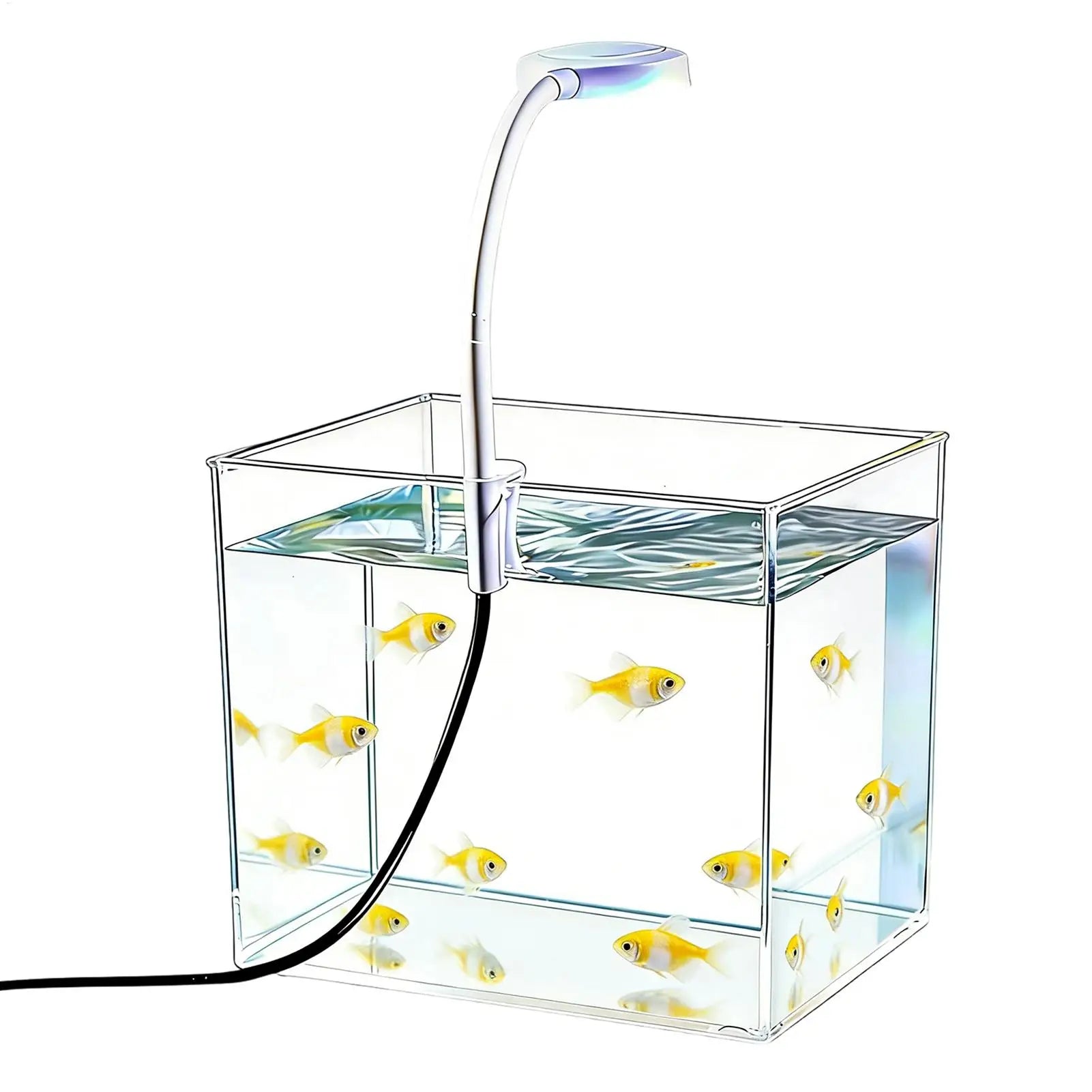 Mini Aquarium with Clip Lights Clear Non-Slip Base Betta Fish Tank Desktop Aquarium for Home Bedroom Living Room Apartment Oasis Select