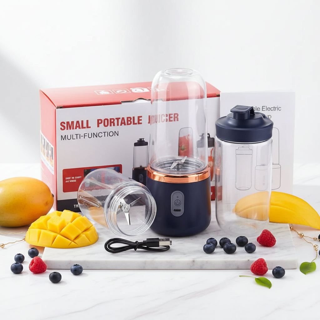 Portable Handheld USB Personal Mini Juicer Cup with Single Or Double Cups for Travel Blender for Water Bottles Oasis Select