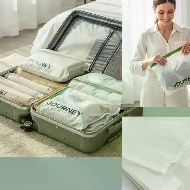 2Pcs Travel Special Hand-Rolled Vacuum Storage Bags No Pump Needed Reusable Space Saver for Luggage Clothes Packing Oasis Select