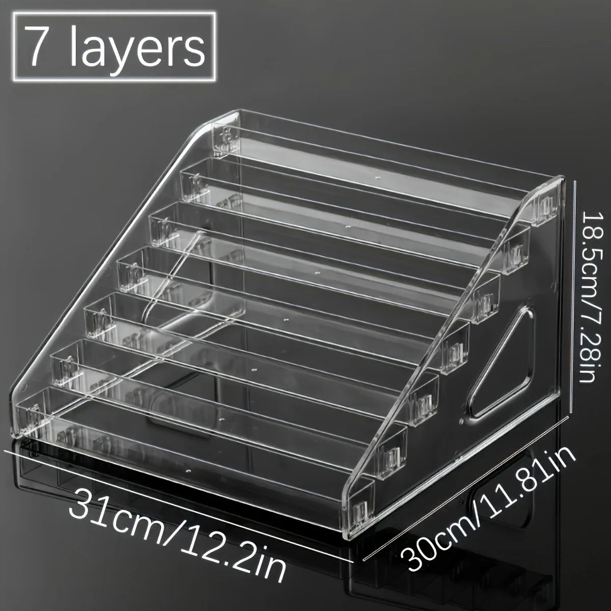 Transparent Ladder Display Rack, Hand Account Tape and Sticker Storage Rack, Cosmetics, Perfume, Nail Polish Storage Box Oasis Select Transparent-7 layers