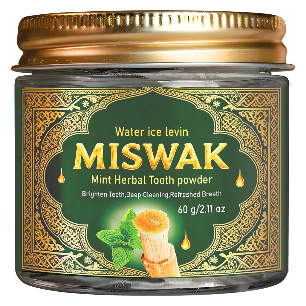 MISWAK Mint Herbal Tooth Powder – Charcoal & Hyaluronic Acid Herbal Tooth Powder Oasis Select YELLOW