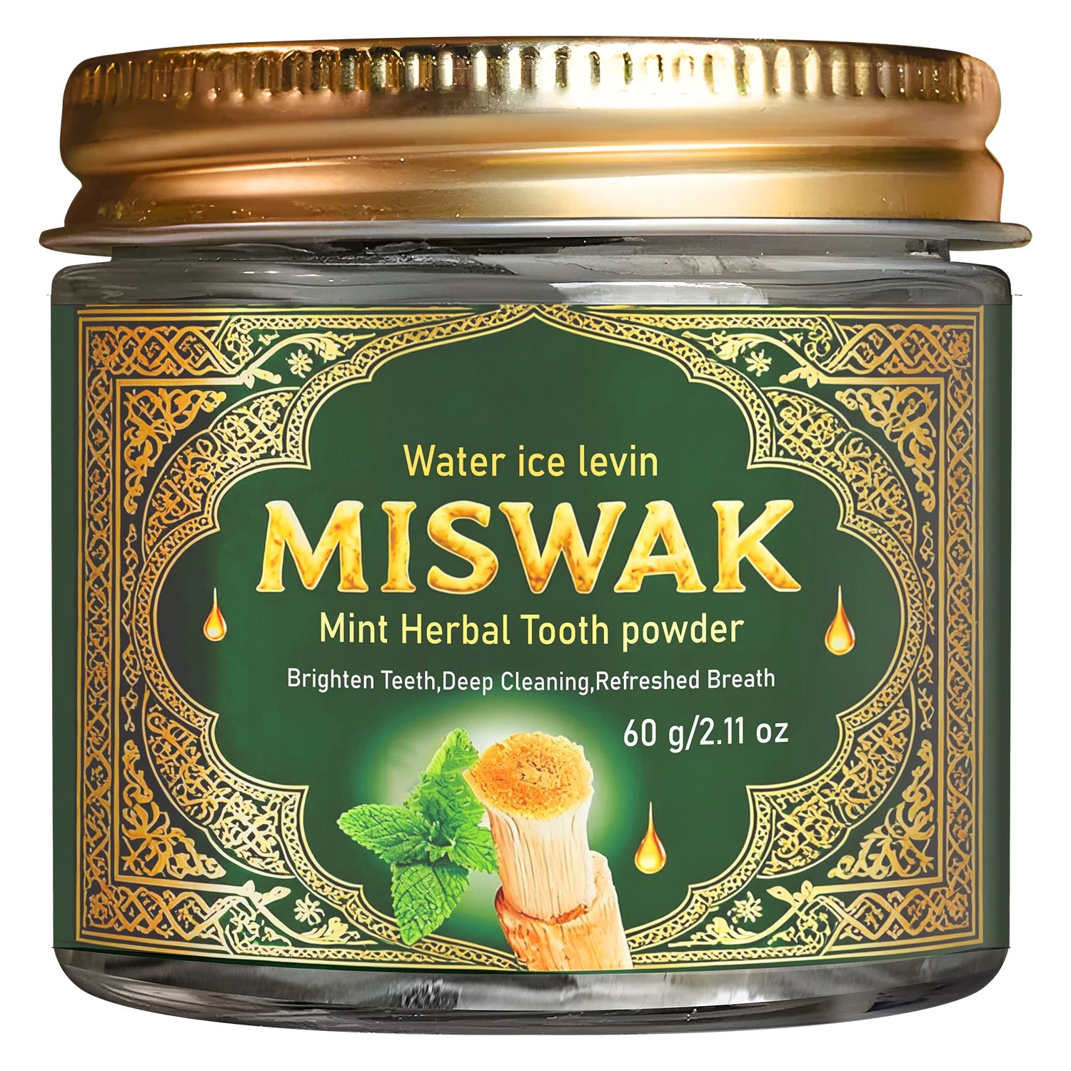 MISWAK Mint Herbal Tooth Powder – Charcoal & Hyaluronic Acid Herbal Tooth Powder Oasis Select YELLOW