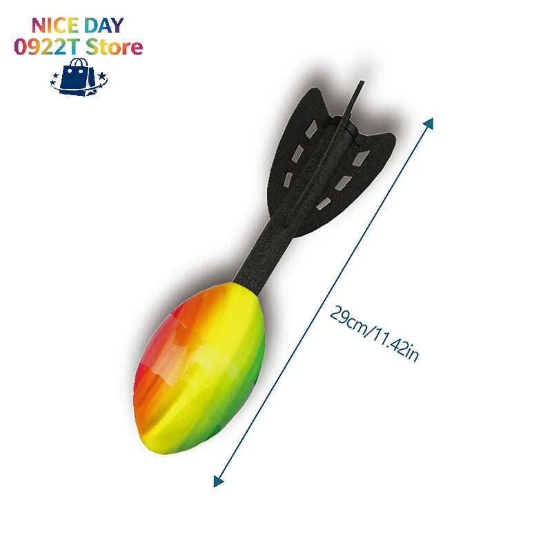 29cm Rainbow Foam Spiral Rocket Football Hand Throwing Toy Outdoor Long Distance Darts Toy Integrative Fun Throwing Game@#X Oasis Select