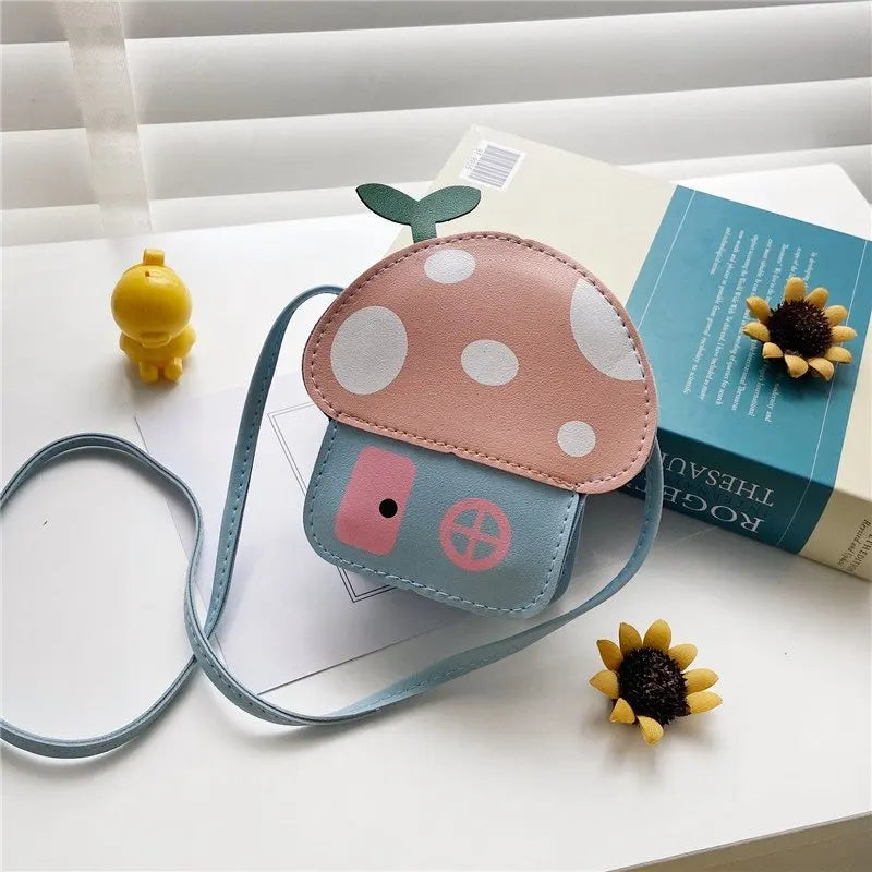 1-8PCS Cartoon Kids Bag Crossbody Sling Bag for Girls Mushroom Design Shoulder Purse Childrens Wallet Casual Korean Style Tote Oasis Select Pink 1PC