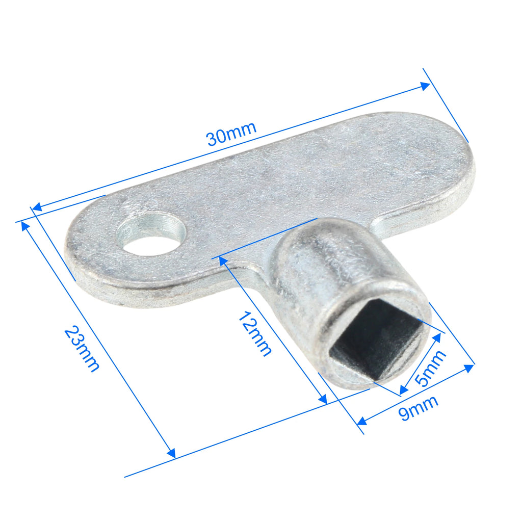 2pcs Zinc Alloy Radiator Vent Key 5mm Square Socket Heating Bleeding Exhaust Valve Tool for Standard Heaters Oasis Select 2pcs 30x23mm 1