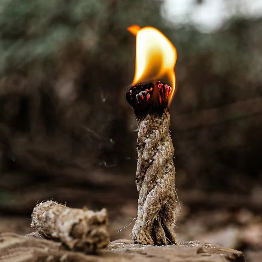 Wax-Infused Hemp Rope Fire Starters Kit – 4pc Weatherproof