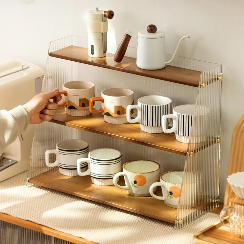 Cup storage rack desktop water cup collection rack dining table bar counter, household tea cup holder double-layer drain Oasis Select