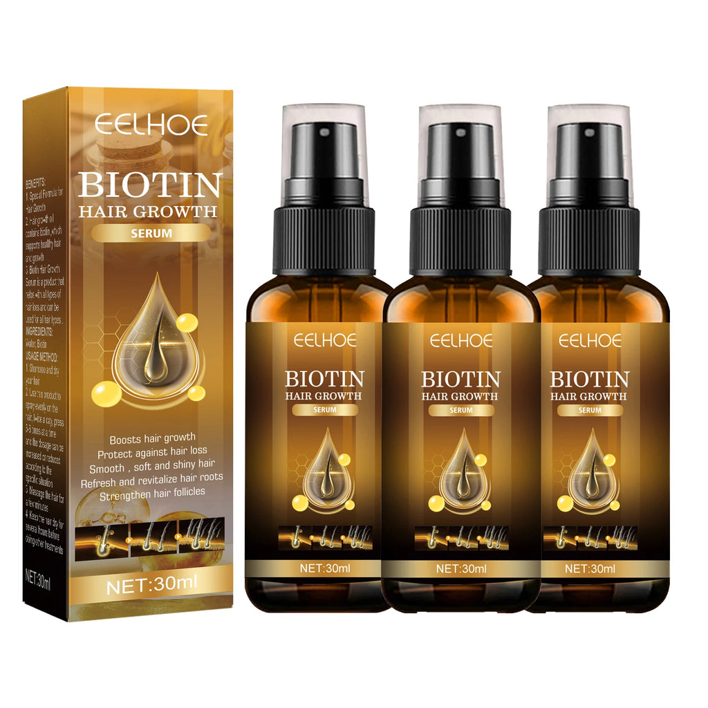 EELHOE Biotin Hair Spray For Man Women 30ml Hair Growth Repair Damage Restore Oil Scalp Repair Serum Spray Thicken Hair Care Oasis Select 3pcs
