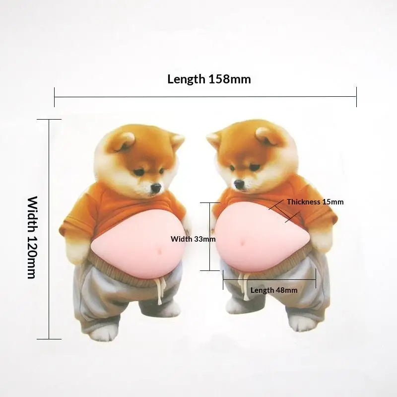 2pcs 3D Shiba Inu Stickers Cute Orange Chubby Silicone Self-Adhesive Decals for Apparel Oasis Select A